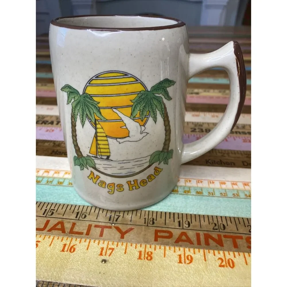 VINTAGE Outer Banks NC Nags Head Ceramic Beer Stein Coffee Mug OBX Hatteras